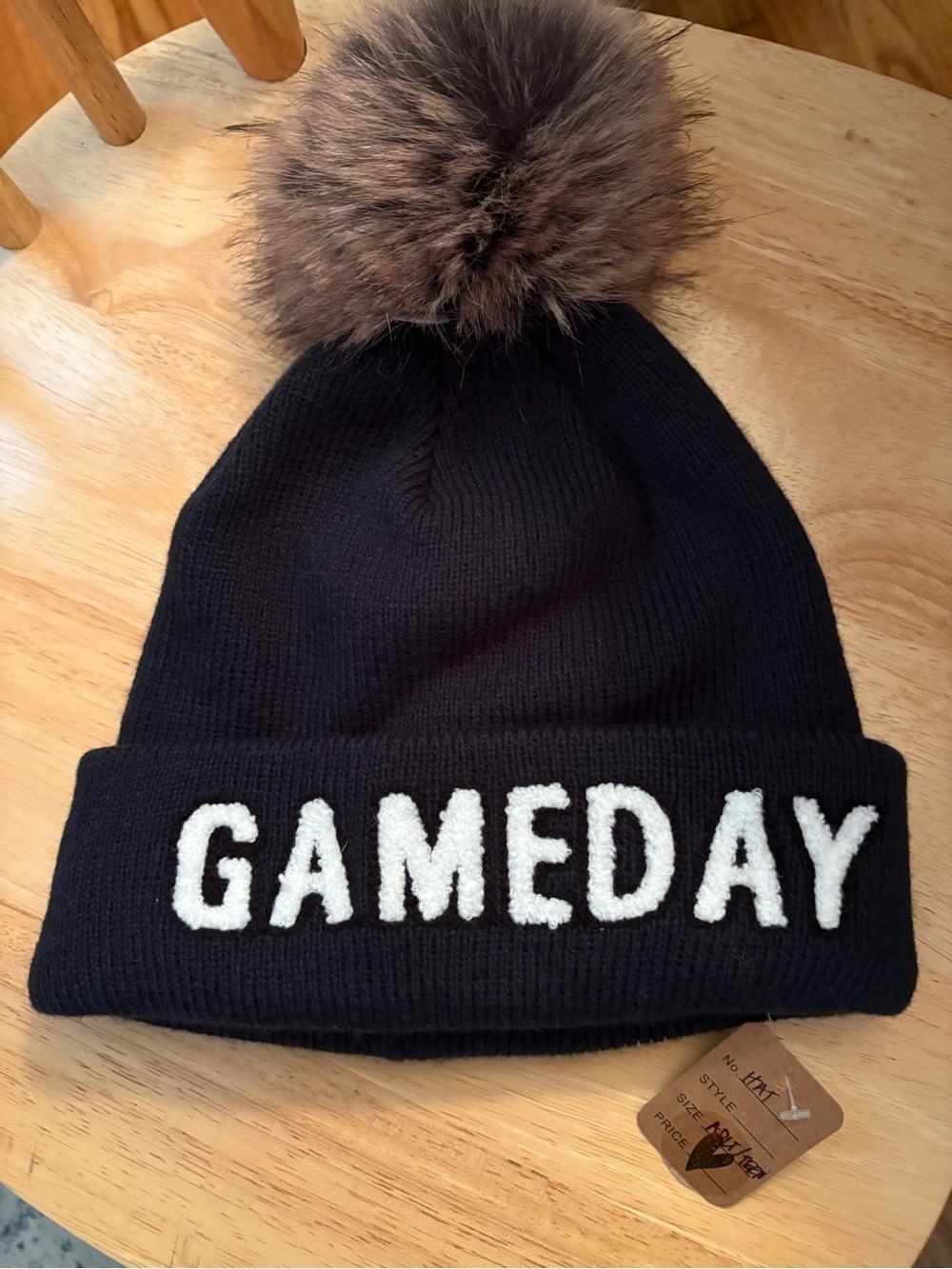 GAMEDAY Black Pom Beanie Hat